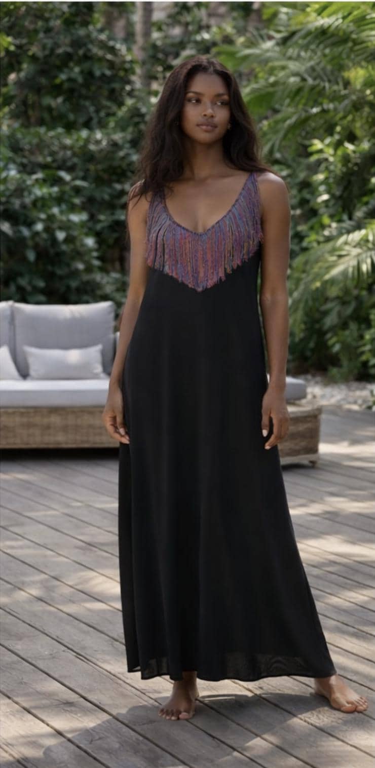 Handloom Cotton Maxi Dress, Handmade Boho Beach Dress, Sleeveless Resort Wear