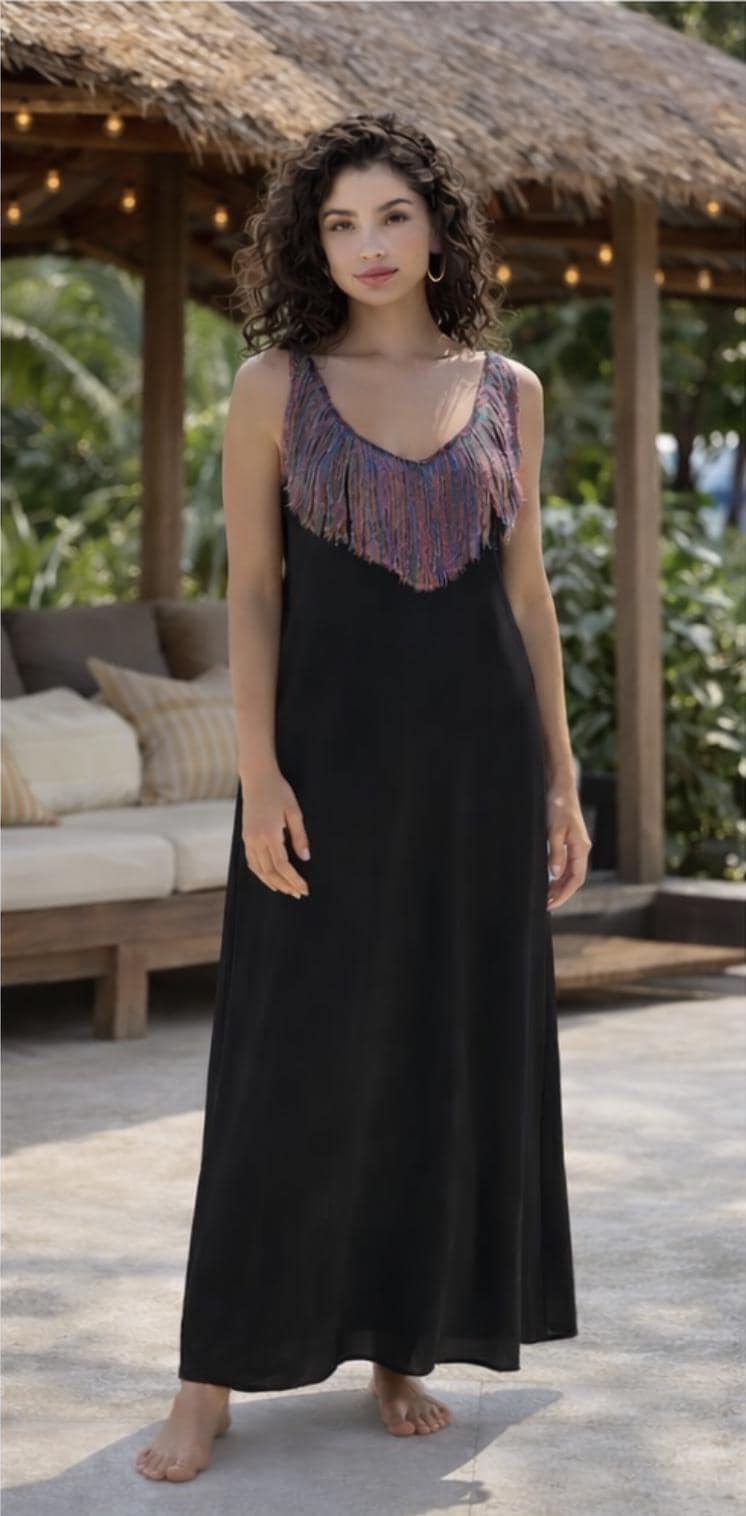 Handloom Cotton Maxi Dress, Handmade Boho Beach Dress, Sleeveless Resort Wear