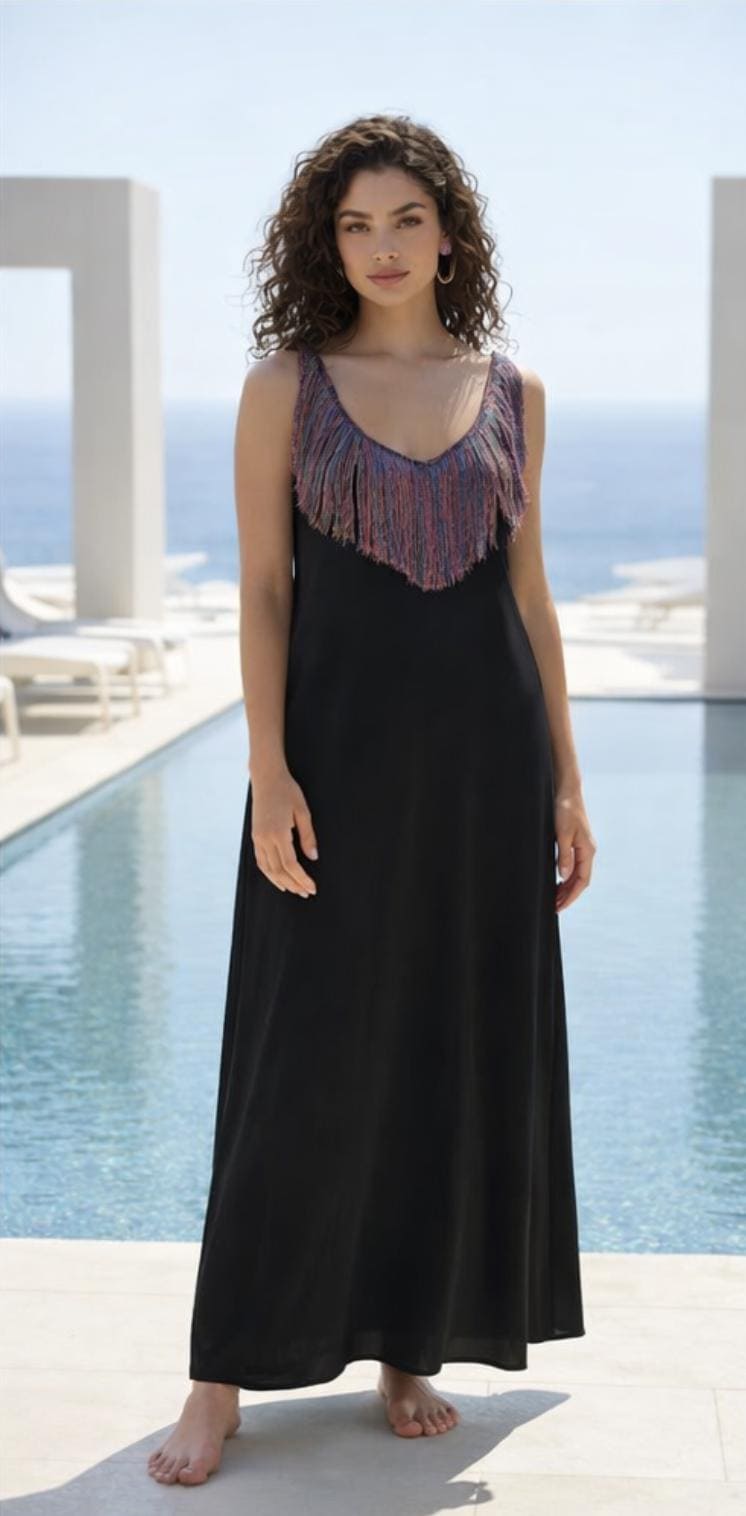 Handloom Cotton Maxi Dress, Handmade Boho Beach Dress, Sleeveless Resort Wear