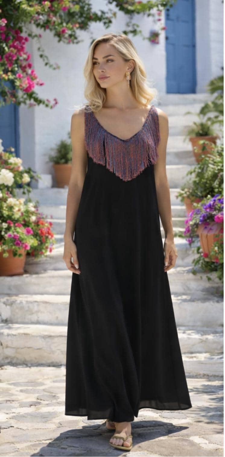 Handloom Cotton Maxi Dress, Handmade Boho Beach Dress, Sleeveless Resort Wear