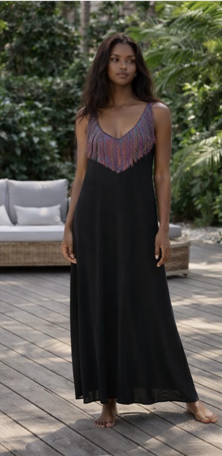 Handloom Cotton Maxi Dress, Handmade Boho Beach Dress, Sleeveless Resort Wear