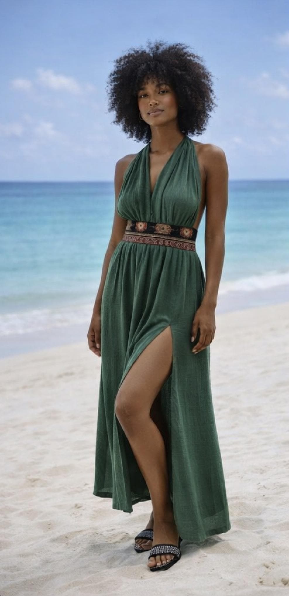 Handmade Cotton Maxi Dress, Embroidered Boho Resort