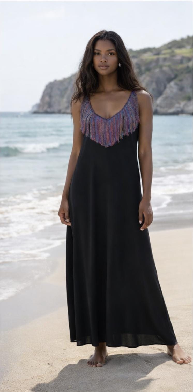 Handloom Cotton Maxi Dress, Handmade Boho Beach Dress, Sleeveless Resort Wear