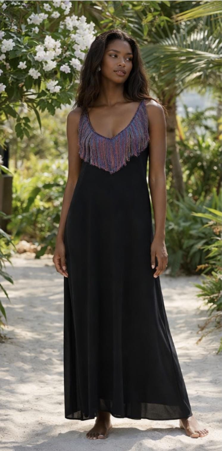 Handloom Cotton Maxi Dress, Handmade Boho Beach Dress, Sleeveless Resort Wear