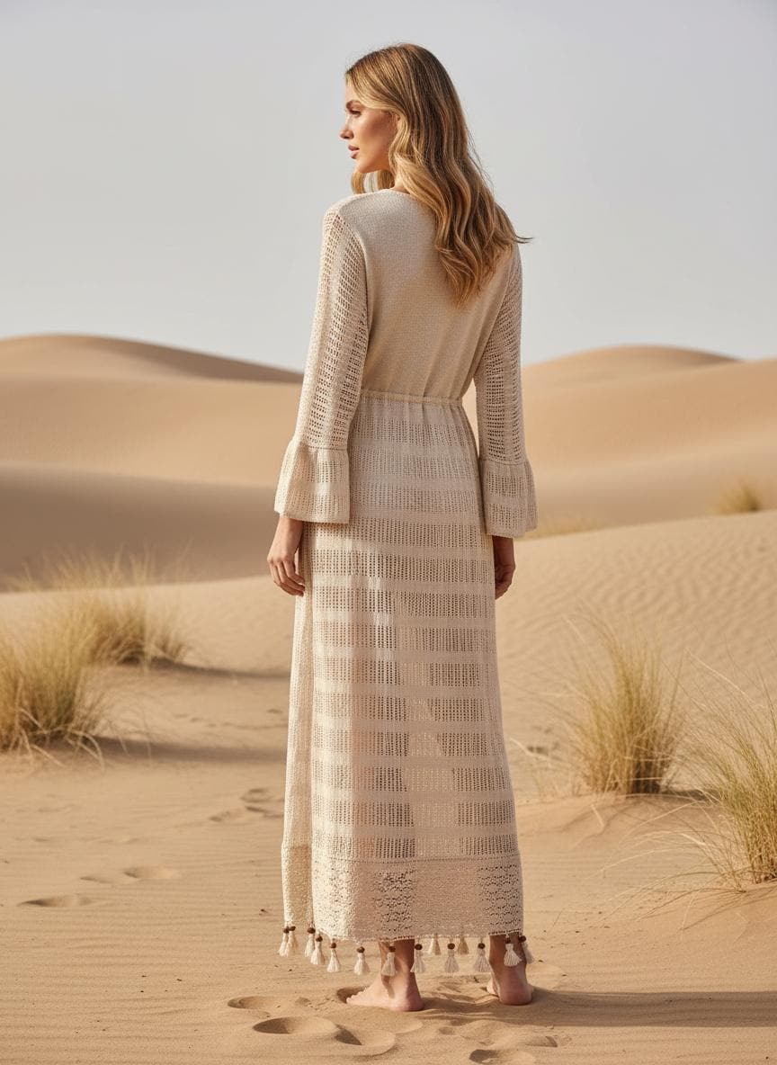 Handloom Cotton Maxi Dress, Boho Beach Kaftan, Handmade Resort Wear